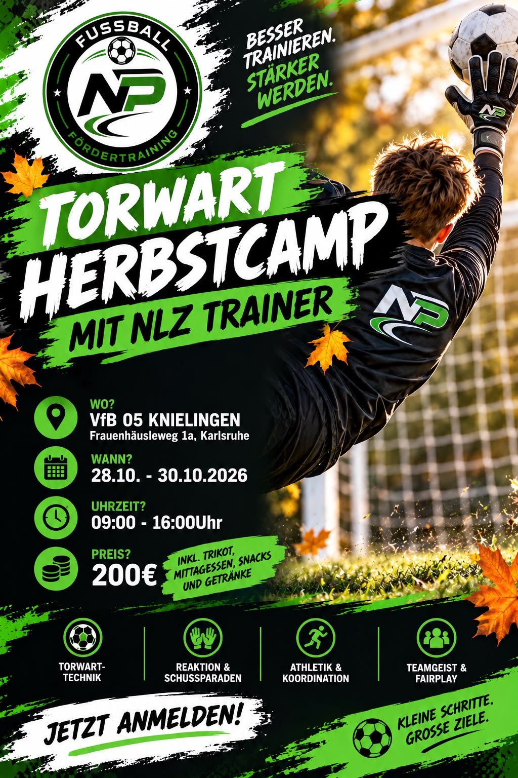 Flyer: Torwart Herbstcamp mit NLZ Trainer, NP Fußball Fördertraining